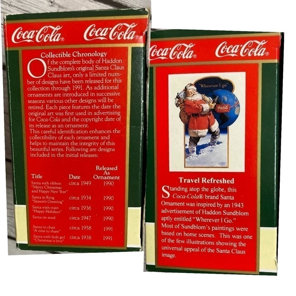 - Trim A Tree 1990’s Coca Cola Ornaments .Set of 2
